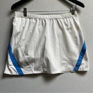 NIKE Y2K White Blue Mini Swoosh Logo Womens Athletic Tennis Skirt Skort  M 8/10